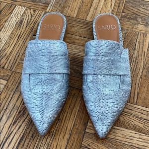 Franco Sarto Silver Mule Slides